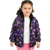 Kız Çocuk Siyah Mor Kar Tanesi Desenli Içi Polar Yağmurluk - 1011659 - Renkli