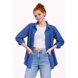 Kız Çocuk Sofia Keten Badili Basic Gömlek Takım Ak2605, SAKS MAVİ, 6 YAŞ