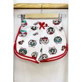 Kız Çocuk Şort Baskılı Fiyonklu Beli Lastikli A22