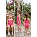 Kız Çocuk Şortlu Takım - Fuşya - 4 - 5 Yaş