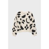 Kız Çocuk Soyut Desenli Sweatshirt - Krem/siyah - Kahverengi - 12 Yaş
