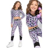 Kız Çocuk Spor Takımı Leopar Desen – Crop Üst ve Sporcu Tayt (6-11 Yaş)