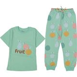 Kız Çocuk Su Yeşili Meyve Baskılı Pijama Takımı - 2 - 3 Yaş
