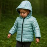 Kız Çocuk Su Yeşili Simli Parlak İçi Peluş Mont