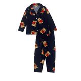 Kız Çocuk Süet Kumaş Lacivert Ayıcık Desenli Boydan Düğmeli Gömlek Yaka Pijama Takımı (lacivert, 6 yaş)