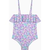 Kız Çocuk Sweet Unicorn Fırfırlı Straplez Mayo - Renkli - 5 - 6 Yaş