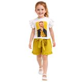 Kız Çocuk T-Shirt Şort İkili Takım Penye (Beyaz - Yeşil, 6 Yaş)