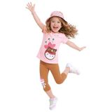 Kız Çocuk Takım Çiçekli Ayıcıklı Tunik Boy T-shirt Tayt Yazlık 2-8 Yaş