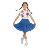 Kız Çocuk Takım Çiçekli Crop Top Etek Takım İlkbahar Yaz 4-10 Yaş