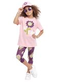 Kız Çocuk Takım Çiçekli T-shirt Tayt İlkbahar Yaz 3-10 Yaş