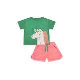 Kız Çocuk Takım Unicorn Havlu Kumaş Crop Top Üst Ve Şort Takım Yazlık 4-10 Yaş