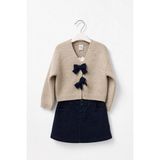 Kız Çocuk Triko Hırka ve Denim Etek Takım Kahverengi - 2 - 3 Yaş
