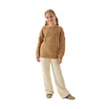 Kız Çocuk Triko Kazak - Bisiklet Yaka ve Uzun Kollu Günlük Model 5-6 Yaş/Camel