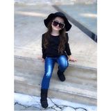 Kız Çocuk Tunik / Kot Pantolon 2 Parça Takım - Siyah - 5 - 6 Yaş