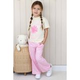 Kız Çocuk Üzeri Papatya Detaylı ve Feeling Baskılı T-Shirt Pembe Salaş Pantolon Alt Üst Takım - 3 - 4 Yaş