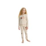 Kız Çocuk Uzun Kol Bej Melanj Pijama Takım C2T1N7O8 BEJ MELANJ 116/5-6 YAŞ