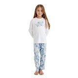Kız Çocuk Uzun Kol Beyaz Pijama Takımı C6T3N6O15 BEYAZ 104