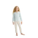 Kız Çocuk Uzun Kol Gömlek Yaka Önden Düğmeli Mavi Pijama Takım C3T5N7O8 MAVİ 104/3-4 YAŞ