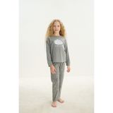 Kız Çocuk Uzun Kol Gri Melanj Pijama Takım C6T9N6O8 GRİ MELANJ 116/5-6 YAŞ