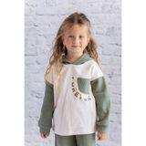 Kız Çocuk Waffle Kumaş Garnili Baskılı Sweatshirt - Krem - 11 - 12 Yaş
