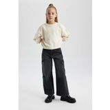 Kız Çocuk Wide Leg Kargo Geniş Paça Jean Pantolon
