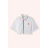 Kız Çocuk Yakası Ve Patı Biyeli Kısa Kollu Beyaz Gömlek 6 Yaş (116 cm)