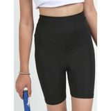 Kız Çocuk Yüksek Bel Kruvaze Kemer, Koşu, Yürüyüş, Casual, Spor, Atletik, Egzersiz, Fittness Kısa Tayt - 4 - 5 Yaş - Siyah