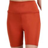 Kız Çocuk Yüksek Bel Kruvaze Kemer, Koşu, Yürüyüş, Casual, Spor, Atletik, Egzersiz, Fittness Kısa Tayt - 5 - 6 Yaş - Kiremit