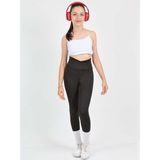 Kız Çocuk Yüksek Bel Kruvaze Kemer, Koşu, Yürüyüş, Casual, Spor, Atletik, Egzersiz, Fittness Tayt - 4 - 5 Yaş - Siyah