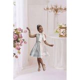 Kız Çocuk Zarif Saten Fiyonklu Beyaz Elbise Abiye Mezuniyet Wedding Dress - Beyaz-100 - 10 - 11 Yaş