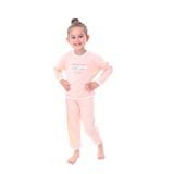 Kız Çocuk%100 Pamuk Desenli Rahat Pijama Takımı-Yumuşak ve Cilt Dostu Somon 4-5 Yaş