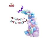 Kız Çocuklar Için Deniz Kızı Bannerlı Mor Kuyruk Balon Folyo Seti Doğum Günü Parti Süsü, 111401458522003
