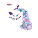 Kız Çocuklar Için Deniz Kızı Bannerlı Mor Kuyruk Balon Folyo Seti Doğum Günü Parti Süsü, 111401458522004