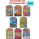 Kız Çocuklar Için Dev Boyama Seti-1, Prenses Kales, Orman, Okyanus... Temalı 8 Adet (67.5 x 100 Cm)