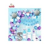 Kiz Çocuklari Için Lüks 5 Yaş Frozen Elsa Temali Kar Tanesi Folyolu Doğum Günü Parti Seti Süsü, 452152223005