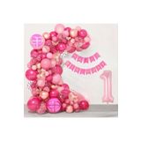 Kiz Çocuklarina Özel Fuşya Makaron Pembe Lüks Balon Zincir Set, 1