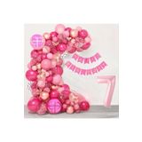 Kiz Çocuklarina Özel Fuşya Makaron Pembe Lüks Balon Zincir Set, 7