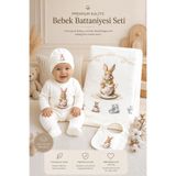 Kız Erkek Bebek Atelier Premium 4'lü Hastane Çıkışı Seti Dolgulu Battaniyeli Yenidoğan Seti STL7175
