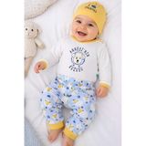 Kız Erkek Bebek Badi Takım %100 Pamuk Annesinin Kuzusu Çıtçıtlı Badi Pantolon Bere 3'Lü Yenidoğan Set 593-4
