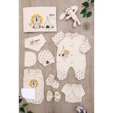 Kız Erkek Bebek Organik Natural Yenidoğan Oyun Arkadaşı 10 Lu Hastane Çıkışı Zıbın Seti STL6933 - 0 - 3 Ay - Bej