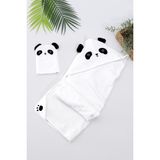 Kız Erkek Bebek Sevimli Panda Lüks Havlu Seti % 100 Pamuk Kumaş 0- 2 Yaş STL6961 - 0 - 2 Yaş - Beyaz