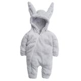 Kız Erkek Bebek Ve Çocuk Fermuarlı Peluş Tavşan Tulum (Gri, 3 Ay)