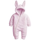 Kız Erkek Bebek Ve Çocuk Fermuarlı Peluş Tavşan Tulum (Pembe, 6 Ay)