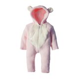 Kız Erkek Bebek Ve Çocuk Patikli Kışlık Ayı Tulum (Pembe, 3 ay)