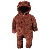 Kız Erkek Bebek Ve Çocuk Peluş Kışlık Ayı Tulum (Kahverengi, 9 ay)