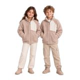 Kız Erkek Çocuk Peluş Kuzu Mont Unisex Fermuarlı Dik Yaka Sıcak Tutan Çocuk Ceket Ak100