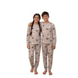 Kız-Erkek Çocuk Pijama Takımı, Gri, Buz Pateni Desenli, Uzun Kollu, 3-13 Yaş Arası, İki Parça Set, Unisex, Yerli Üretim (7-8 YAŞ)