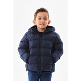Kız Erkek Çocuk Su ve Rüzgar Geçirmez, Iç Polar, Kapüşonlu, Cepli, Kışlık, Şişme Mont & Kaban RB-400 - Lacivert - 2 - 4 Yaş