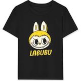 Kız Labubu Çocuk Baskılı T-Shirt - Siyah