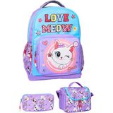 Kız Okul Çantası 3lü Set (Mor_mavi_kedi) - 0 - 0-Kahverengi